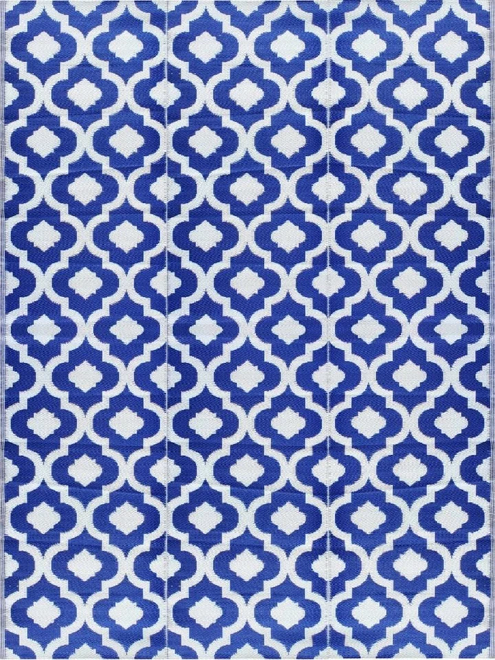 Venta Alfombras de paja de plástico para exteriores Alfombra de patio al aire libre Azul,Blanco 9'x12'-Exhibición usada Foto 4 de 4