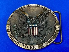Eagle And Crest Vintage 1981 Im Proud To Be An American Belt Buckle By Bergamot