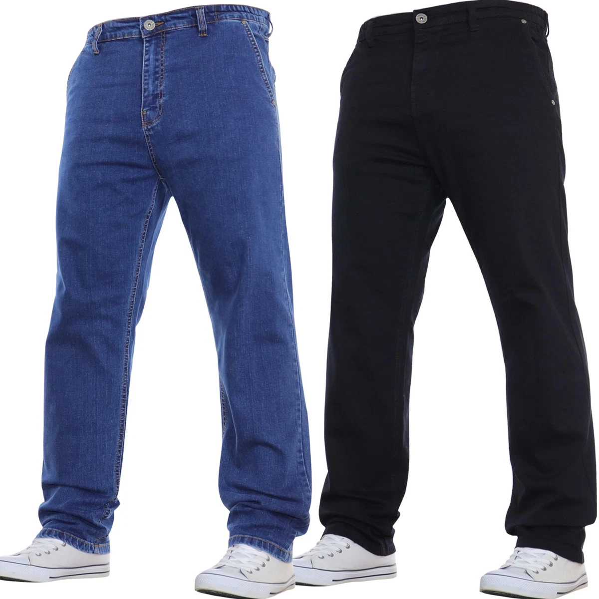 Mens Elasticated Waist Jeans in Stretch Denim VOID LONDON Regular Fit  Trousers | eBay