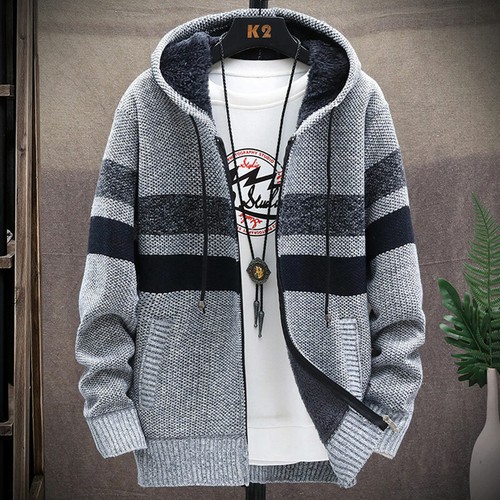Mens Zip Up Fluffy Lined Hoodie Hoody Coat Winter Warm Jacket Hooded Sweatshir w - Picture 25 of 30