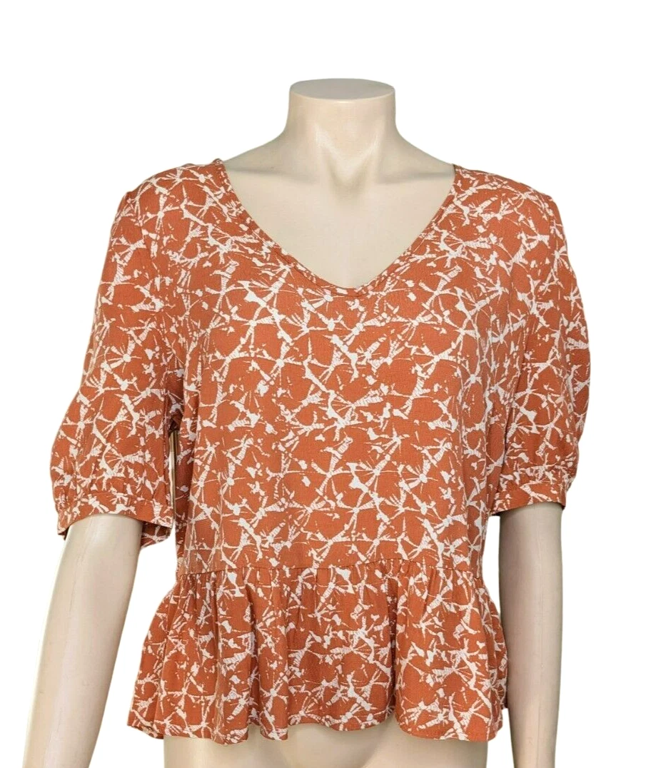 Vero Moda Womens Top Size M Peplum Hem Short Sleeve Shirt Blouse NEW BNWT