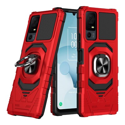 Pixfab Case For TCL 40 SE - Shockproof Phone Case With Ring Holder & Kickstand (Multiple Colors)
