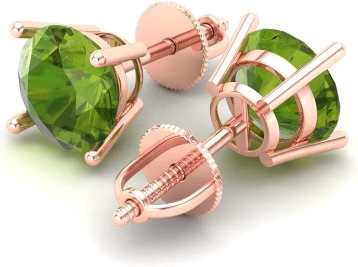 4.10 Ct Peridot Solitaire Stud Earrings 10k Solid Rose Gold - Image 3 of 4