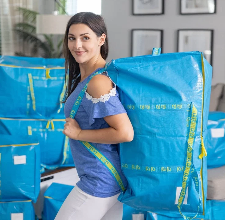 Paquete de 8 bolsas extra grandes para mudanza con asas, resistentes al agua y a Foto 4 de 4