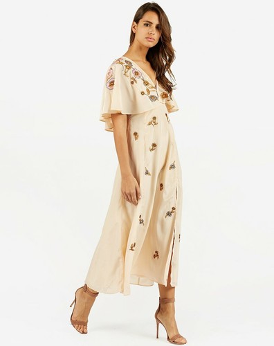 CLEOBELLA Apricot Floral Embroidered HERMOSA Caftan Kaftan Midi M Anthropologie - Bild 10 von 12
