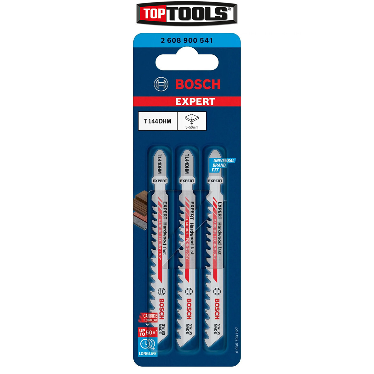 Bosch 2608900541 T 144 DHM Hardwood Fast Carbide Jigsaw Blade Pack of 3