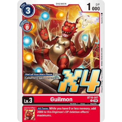 4x Guilmon BT19-007 Release Special Booster 2.5 Uncommon Digimon Card Game NM
