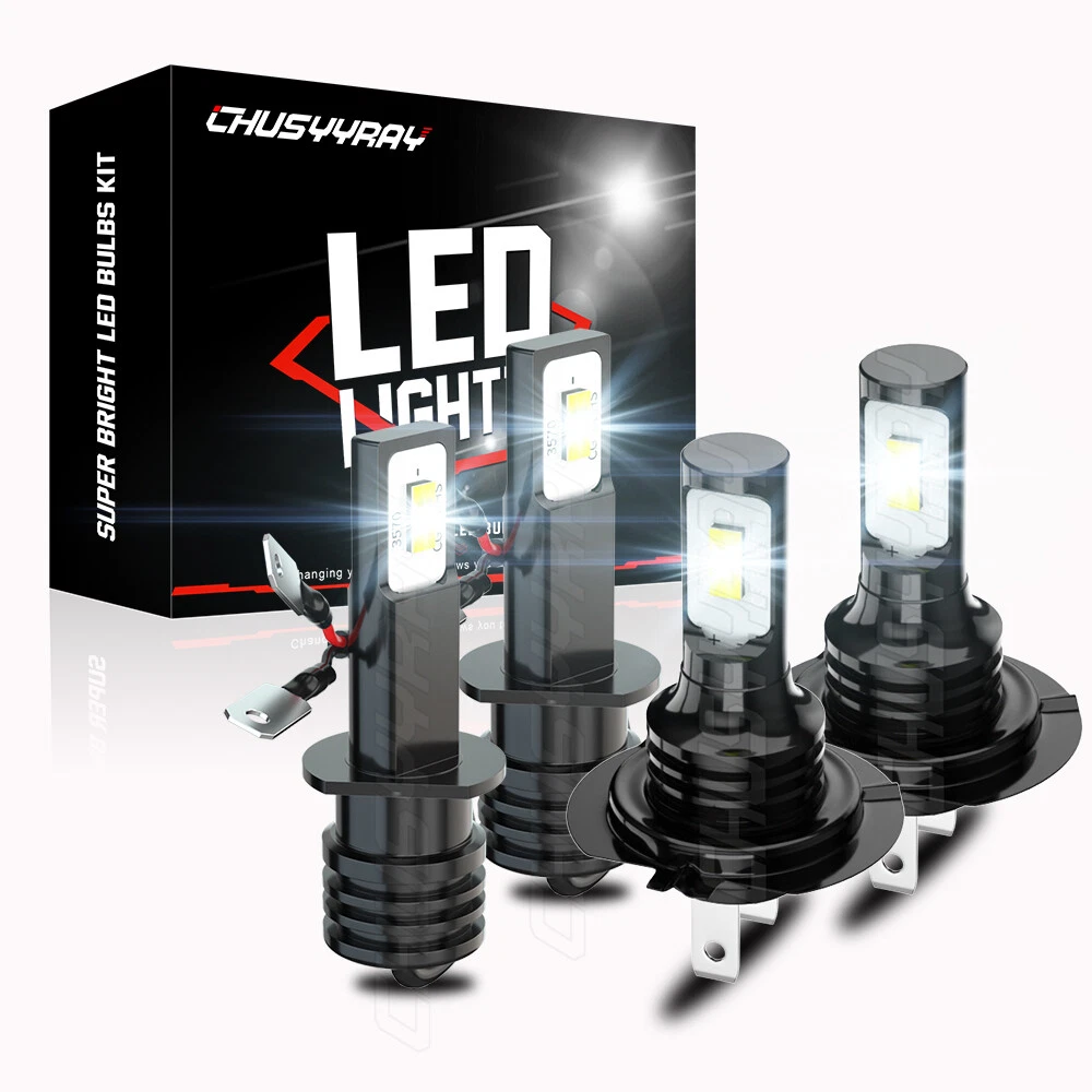 H1 H7 Combo LED Headlight High Low Beam Bulbs Kit Super Bright Cool White 6000K