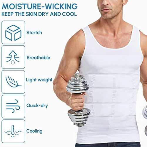Mens Body Shaper Slim Tummy Vest Compression Shirt Tank Tops Shapewear Workout - Bild 13 von 39