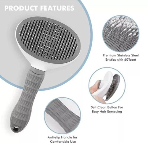 Pets Hair Grooming Massage Deshedding Cleaning Brush & Hair Remover Dog Cat Comb - Picture 10 of 15