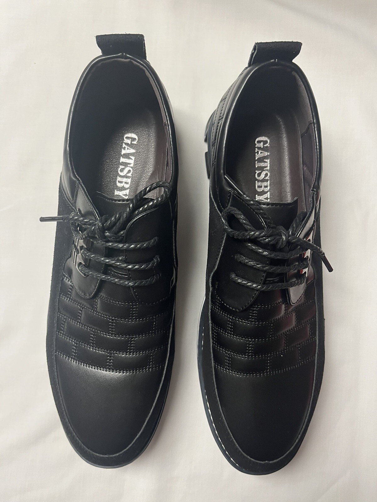SAOLA Nuovo~Scarpa da uomo ortopedica in pelle Oxford Derby nera Gatsby taglia 47 EUR o 12 5 US