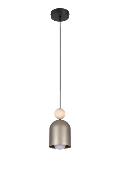 Pendelleuchte Holz Metall E27 Ø11 Cm Rund Schwarz Champagner HäNgelampe Esstisch-image
