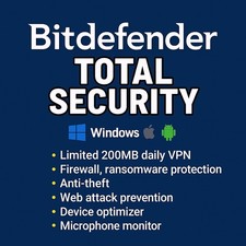 Bitdefender Total Security 2026 - 2 Years 1 Windows Device Latest Version