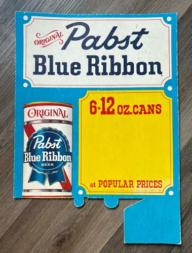 RARE Vintage Pabst Blue Ribbon Beer Cardboard Poster Sign Advertisement