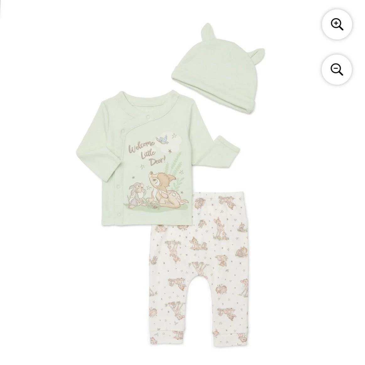 Disney Baby Unisex “Bambi & Thumper” 3-6 Months Long-Sleeve Top, Pants & Bib~New