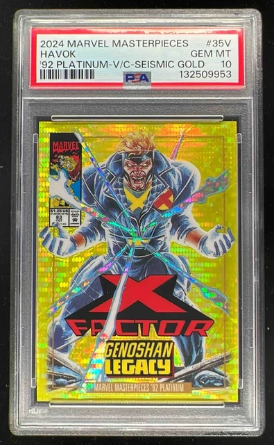 2024 UD Marvel Masterpieces '92 Variant Cover Seismic Gold #35V Havok /92 PSA 10
