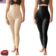 US Women's Seamless Shapewear Leggings Tummy Control High-Waist Pants Black