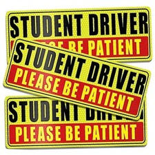 Student Driver Magnet for Car - Be Patient Student Yellow-studentdriver-3pcs