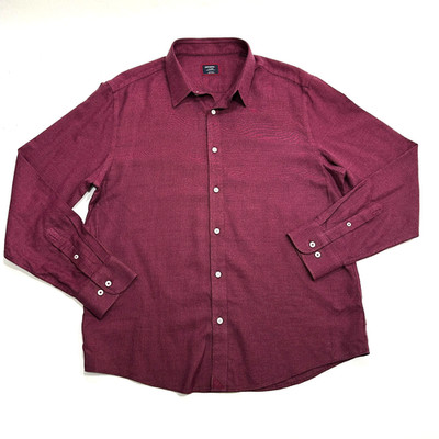 UNTUCKit Mens XL Slim Fit Wrinkle Free Button Down Shirt Burgundy Cotton