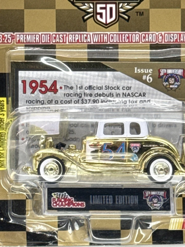Racing Champions NASCAR 50th Anniversary 1954 Gold Diecast Car Issue #6 — 第 4/4 张图片