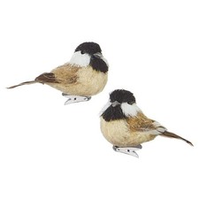 Clip-On Chickadee Ornaments - Set of 2 - Sisal Clip On Bird Ornaments Mini 