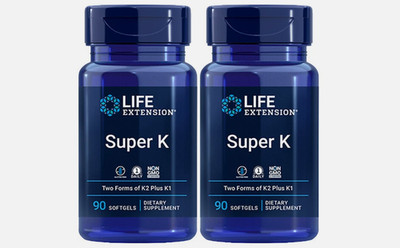 Super K with Advanced K2 Complex (MK-7) 2X90 gels Life Extension MK-4 1000mcg