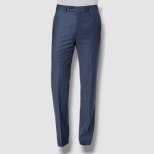 Pantalones de Traje Calvin Klein Para Hombre Azul Piel de Tiburón Lana X Calce Ajustado Talla 34W 34L