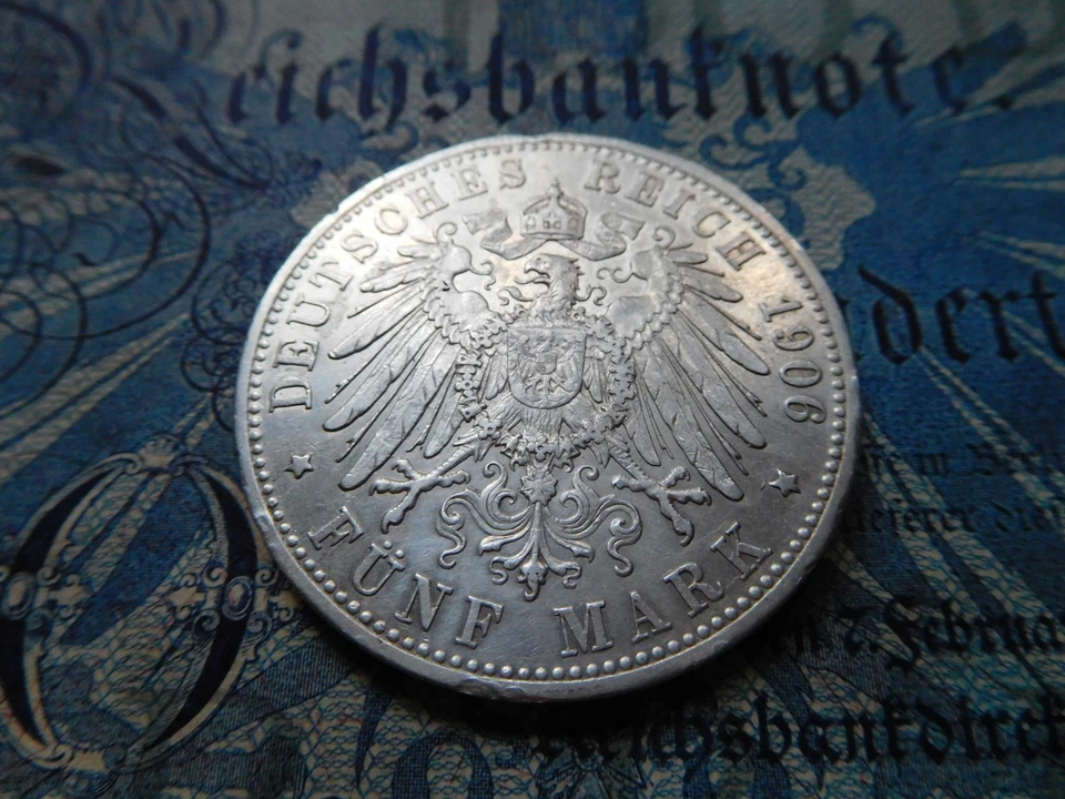 5 Mark Bayern 1906  sehr selten - Bild 2 von 2