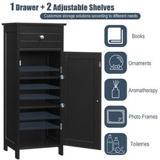 Bathroom Floor Cabinet Free Standing Storage Organizer with Drawer