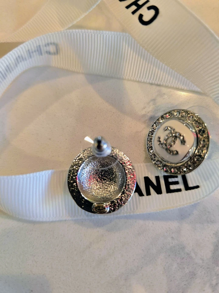 Chanel CC Crystal Round Earrings - Image 3 of 3