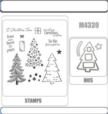 PINE TREE TRIMMING Stamp and Metal Cutting Dies for DIY Handmade Cards Scrapbook