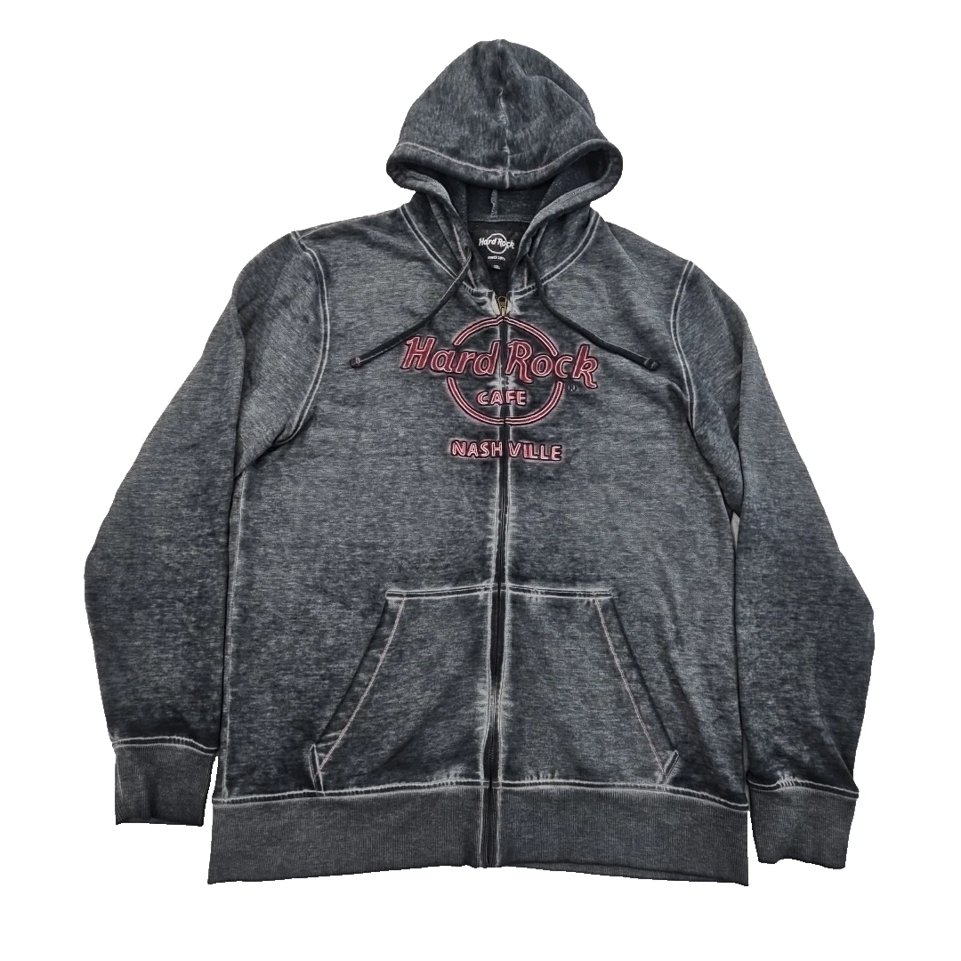 Hard Rock Cafe Nashville Full Zip Hoodie Men's XXL Acid Black Embroidery
Opens in a new window or ta