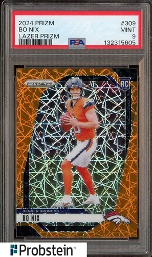 2024 Panini Orange Lazer Prizm #309 Bo Nix Broncos RC Rookie PSA 9 MINT