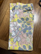 Boho 60  s Vibe Bell Bottom Womens Floral Print Relaxed Fit Jeans Size XL