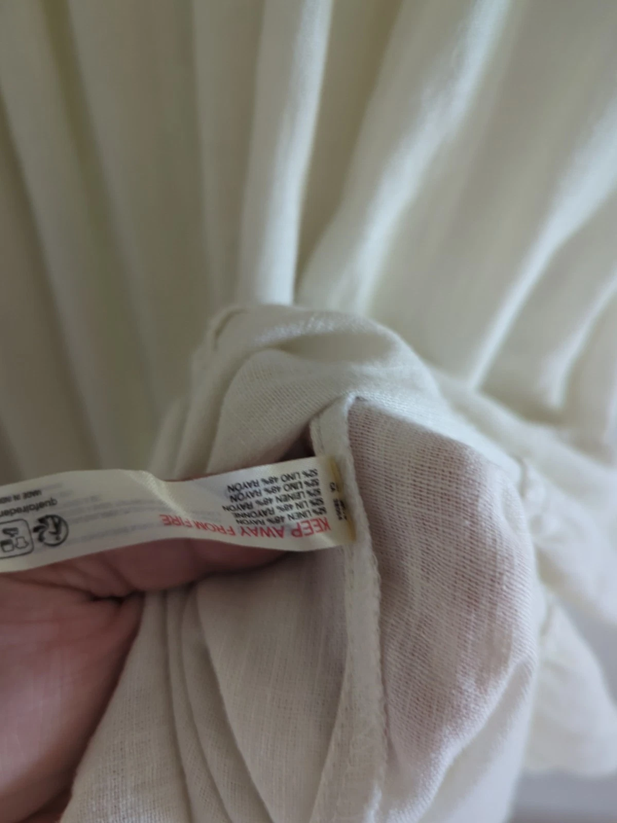 OFF WHITE NUOVO Free People Lush Life abito midi in lino senza spalline bianco sporco Cottagecore XS