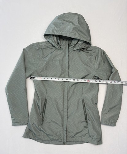 LIV OUTDOOR Nimbus Hooded Rain Shell Jacket - Mesh Lined Size M (Green/Geo) - Picture 7 of 9