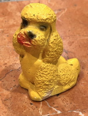 CHALKWARE FRENCH POODLE DOG 3.25'' FIGURINE VINTAGE 1960S CARNIVAL PRIZE EUC