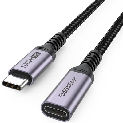 DteeDck USB C Extension Cable 6.6ft, 4K@60Hz Video/10Gbps Data 6.6 Feet, Grey