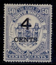 NORTH BORNEO QV SG119a, 4c on 50c chalky blue, M MINT. Cat &pound;35.