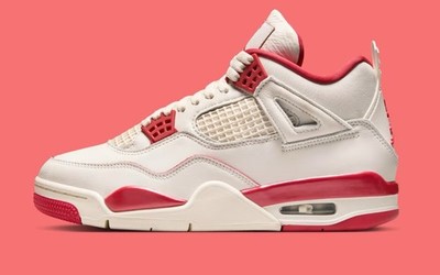 Nike Air Jordan 4 Retro Valentines Pale Ivory Sierra Red HV0823-108 Womens Sizes