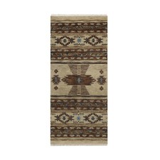 2'7"x5'10" Ivory Runner Rug Southwest Medallion Design Hand Knotted Wool 91835
