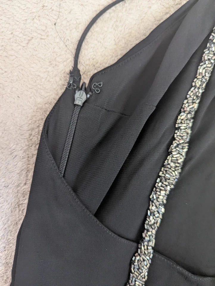 Impresionante Vestido Corto Patrizia Pepe Negro Espalda Abierta Cuello Alto Talla 8-10  Foto 4 de 4