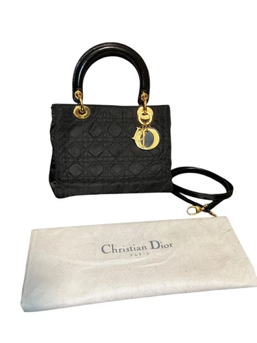 Sac à main Christian Dior Lady Dior Canage matelassé noir occasion 25x20cm
