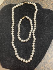 Vintage MS 14k Gold Clasp Akoya Pearls 6mm Necklace  Matching Bracelet