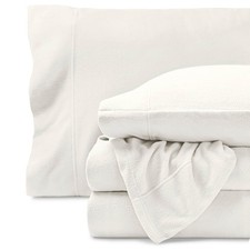 Fleece Sheet Set Queen Size Extra Plush Polar No Pilling White Bare Home