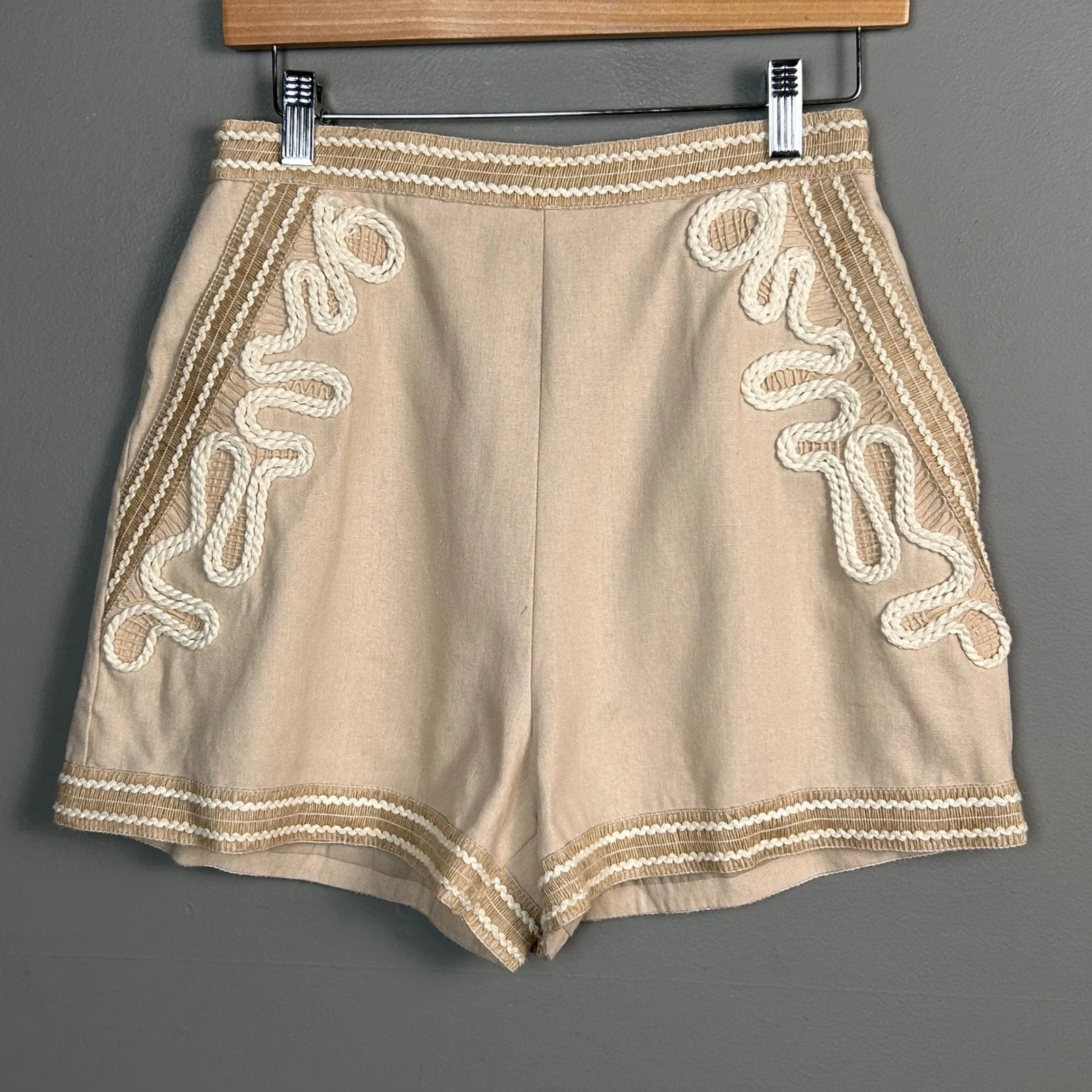 PAT BO shorts size 6 Linen Blend High Waist Marching Band Boho Feminine