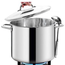 HOMICHEF Large Nickel Free Stainless Steel Stock Pot with Lid (29 cm, 15 Litre)