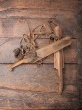 Vintage Classic Wooden Ice Skates