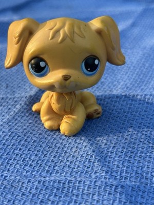 Littlest Pet Shop LPS Golden Retriever #21 Yellow Blue Eyes Vintage Authentic