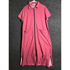 Womens Pink Zip Front Short Sleeve Collared Maxi Dress Pockets Slits